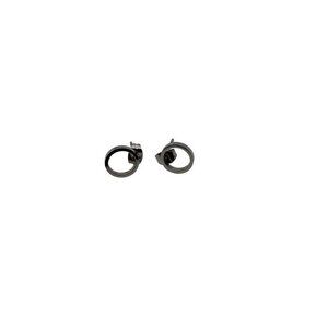 Simple‎ Hollow Circle CZ Paving Stud Earrings For Women In Silver Alloy